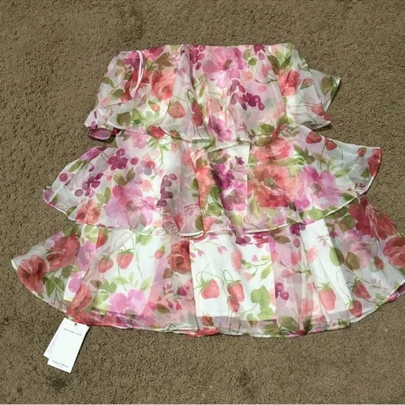 🍓✨Organza Tiered Strapless Mini Dress Abercrombie & Fitch 
New with tags! - Picture 2 of 9